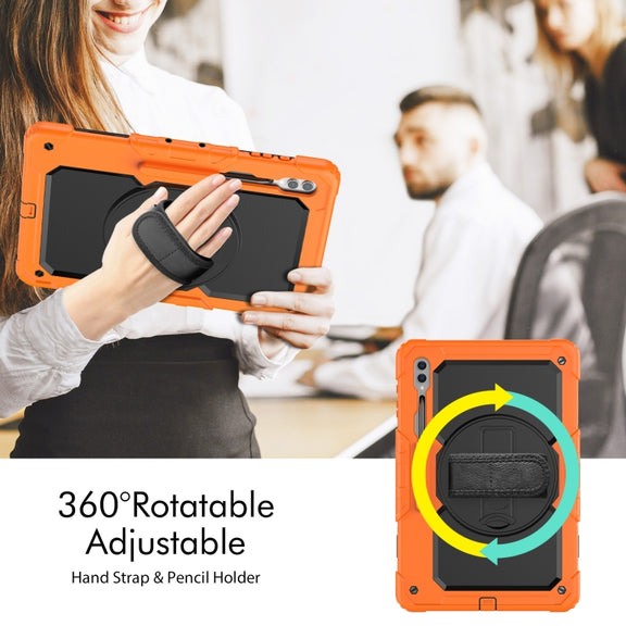 For Samsung Galaxy Tab S9 Ultra / S10 Ultra Silicone Hybrid PC Tablet Protective Case(Orange+Black)