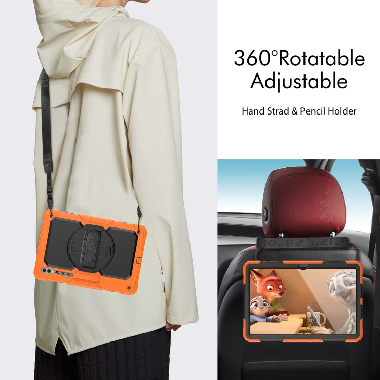 For Samsung Galaxy Tab S9 Ultra / S10 Ultra Silicone Hybrid PC Tablet Protective Case(Orange+Black)
