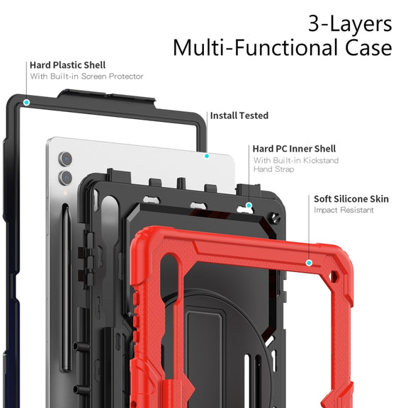 For Samsung Galaxy Tab S9 Ultra / S8 Ultra Silicone + PC Tablet Case(Red+Black)