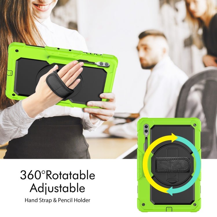 For Samsung Galaxy Tab S9 Ultra / S10 Ultra Silicone Hybrid PC Tablet Protective Case(Yellow Green+Black)