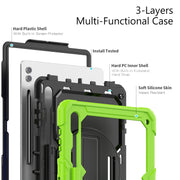 For Samsung Galaxy Tab S9 Ultra / S10 Ultra Silicone Hybrid PC Tablet Protective Case(Yellow Green+Black)