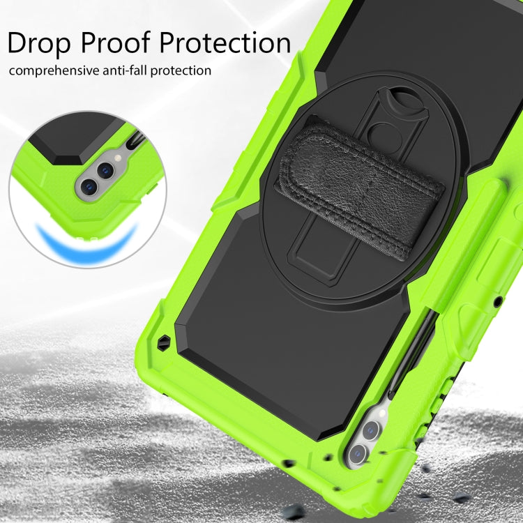 For Samsung Galaxy Tab S9 Ultra / S10 Ultra Silicone Hybrid PC Tablet Protective Case(Yellow Green+Black)