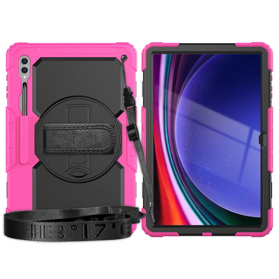 For Samsung Galaxy Tab S9 Ultra / S10 Ultra Silicone Hybrid PC Tablet Protective Case(Rose Red+Black)