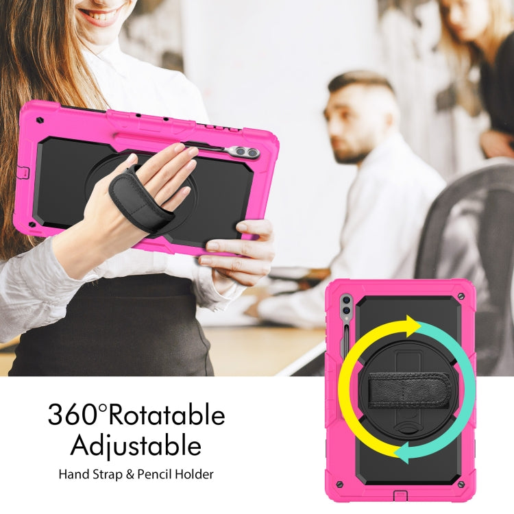 For Samsung Galaxy Tab S9 Ultra / S10 Ultra Silicone Hybrid PC Tablet Protective Case(Rose Red+Black)