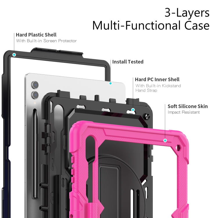 For Samsung Galaxy Tab S9 Ultra / S10 Ultra Silicone Hybrid PC Tablet Protective Case(Rose Red+Black)