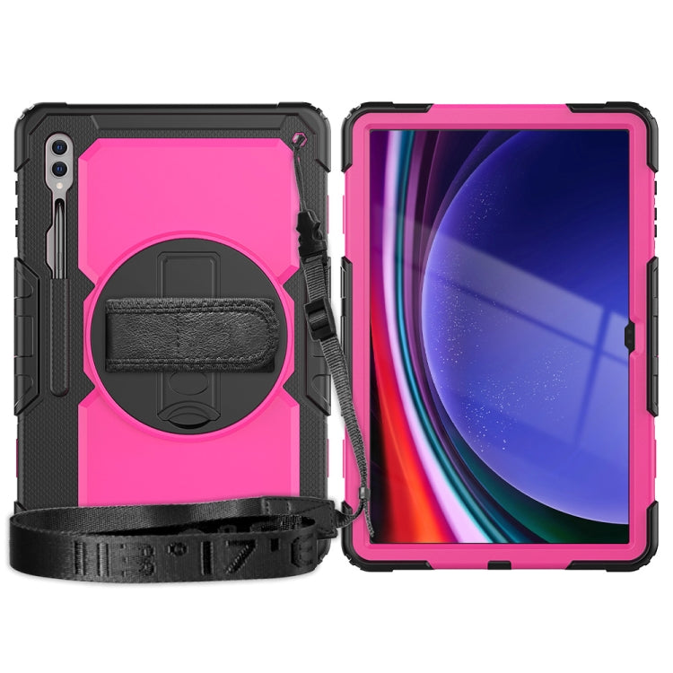 For Samsung Galaxy Tab S9 Ultra / S10 Ultra Silicone Hybrid PC Tablet Protective Case(Black+Rose Red)