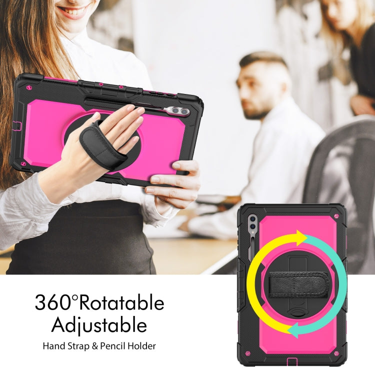 For Samsung Galaxy Tab S9 Ultra / S10 Ultra Silicone Hybrid PC Tablet Protective Case(Black+Rose Red)