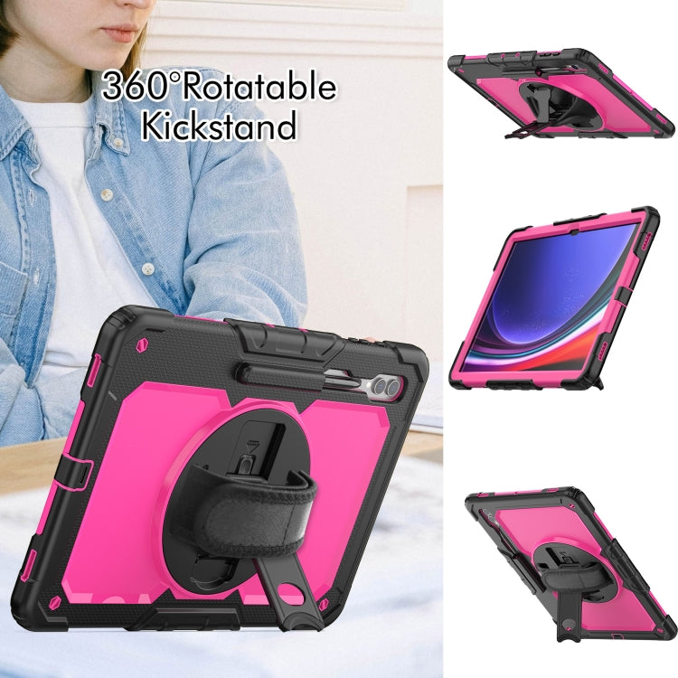 For Samsung Galaxy Tab S9 Ultra / S10 Ultra Silicone Hybrid PC Tablet Protective Case(Black+Rose Red)