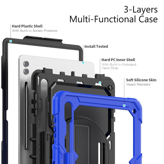 For Samsung Galaxy Tab S9 Ultra / S8 Ultra Silicone + PC Tablet Case(Dark Blue+Black)