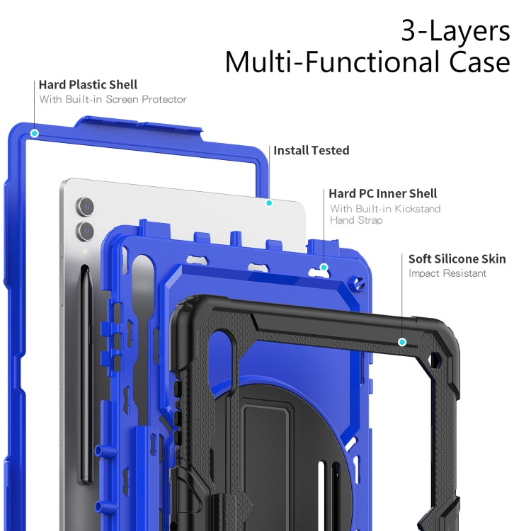 For Samsung Galaxy Tab S9 Ultra / S10 Ultra Silicone Hybrid PC Tablet Protective Case(Black+Dark Blue)