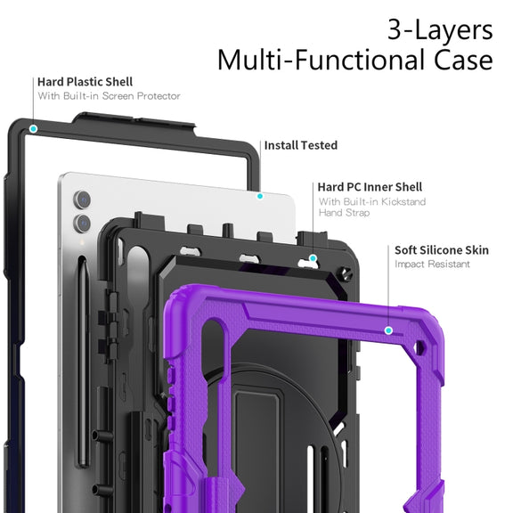 For Samsung Galaxy Tab S9 Ultra / S8 Ultra Silicone + PC Tablet Case(Purple+Black)