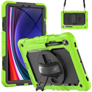 For Samsung Galaxy Tab S9 / S9 FE Silicone + PC Tablet Case(Yellow Green+Black)