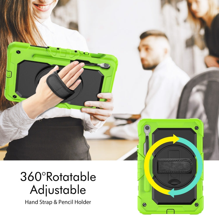 For Samsung Galaxy Tab S9 / S9 FE Silicone + PC Tablet Case(Yellow Green+Black)