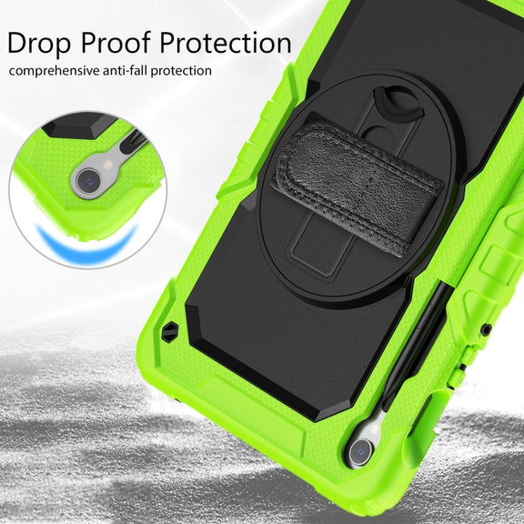 For Samsung Galaxy Tab S9 / S9 FE Silicone + PC Tablet Case(Yellow Green+Black)