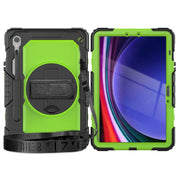 For Samsung Galaxy Tab S9 / S9 FE Silicone Hybrid PC Tablet Protective Case(Black+Yellow Green)