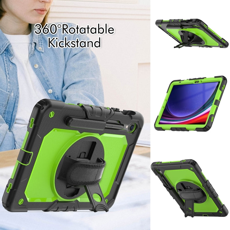 For Samsung Galaxy Tab S9 / S9 FE Silicone Hybrid PC Tablet Protective Case(Black+Yellow Green)