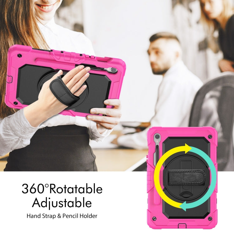 For Samsung Galaxy Tab S9 / S9 FE Silicone Hybrid PC Tablet Protective Case(Rose Red+Black)