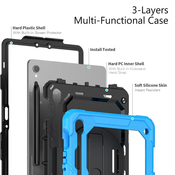 For Samsung Galaxy Tab S9 / S9 FE Silicone + PC Tablet Case(Light Blue+Black)
