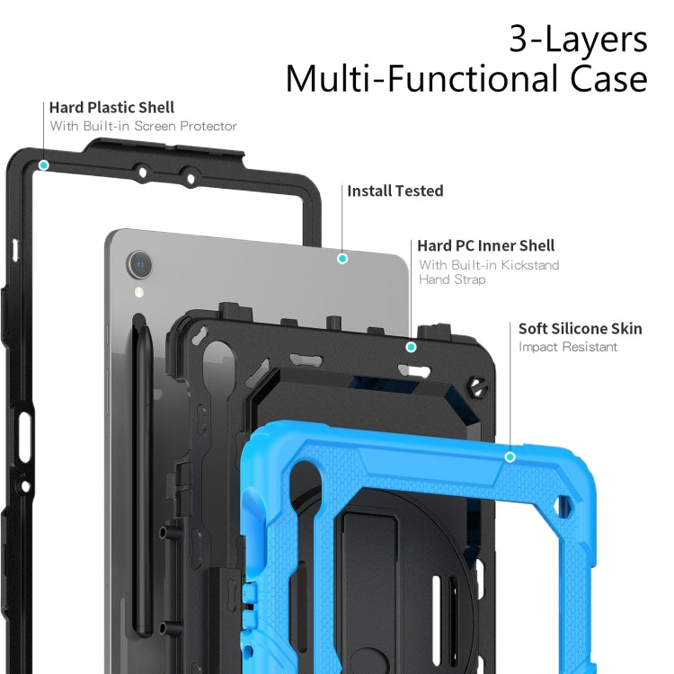For Samsung Galaxy Tab S9 / S9 FE Silicone + PC Tablet Case(Light Blue+Black)