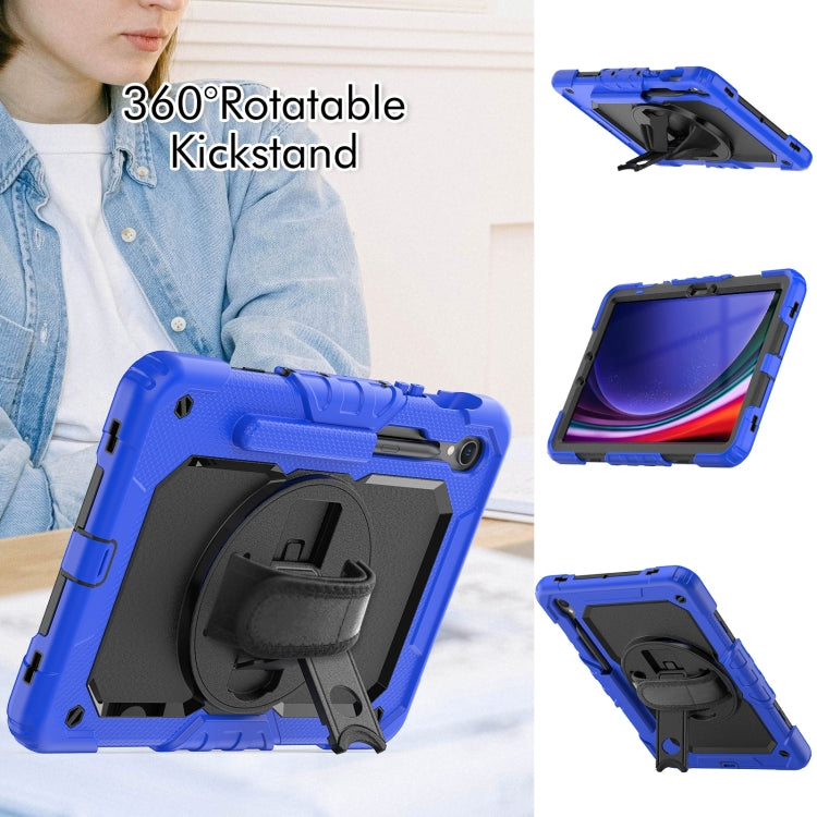 For Samsung Galaxy Tab S9 / S9 FE Silicone Hybrid PC Tablet Protective Case(Dark Blue+Black)