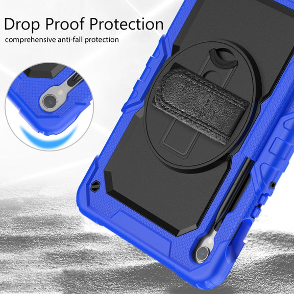 For Samsung Galaxy Tab S9 / S9 FE Silicone Hybrid PC Tablet Protective Case(Dark Blue+Black)