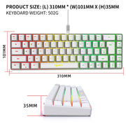 HXSJ V200 Wired RGB Backlit Mechanical Keyboard 68 Key Caps, Cable Length: 1.7m(White)