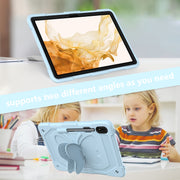 For Samsung Galaxy Tab S9 Butterfly Kickstand Heavy Duty Hard Rugged Tablet Case(Ice Blue)