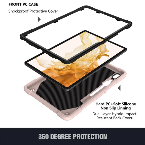 For Samsung Galaxy Tab S9 Butterfly Kickstand Heavy Duty Hard Rugged Tablet Case(Rose Pink)