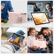 For Samsung Galaxy Tab S9 Butterfly Kickstand Heavy Duty Hard Rugged Tablet Case(Rose Pink)