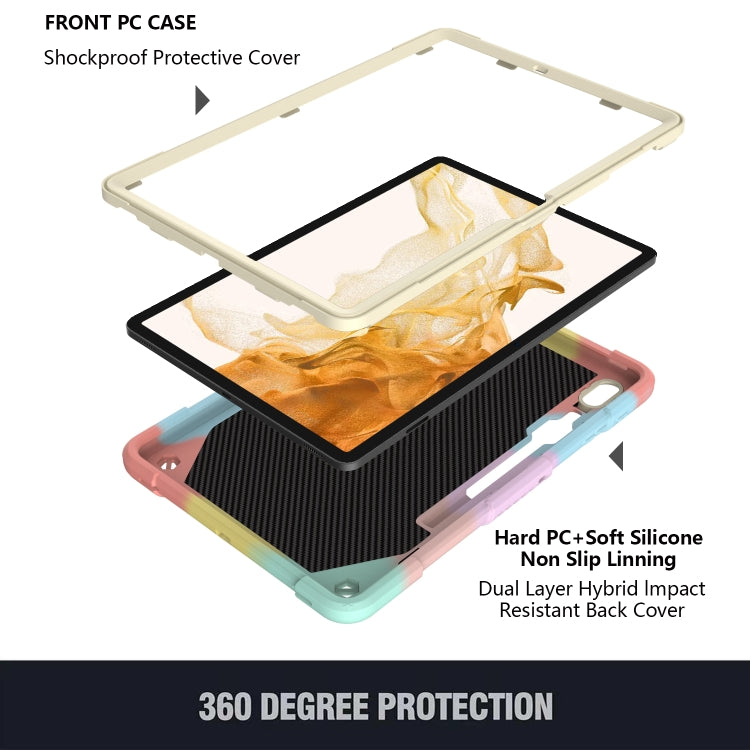 For Samsung Galaxy Tab S9 Butterfly Kickstand Heavy Duty Hard Rugged Tablet Case(Colorful Rose Gold)