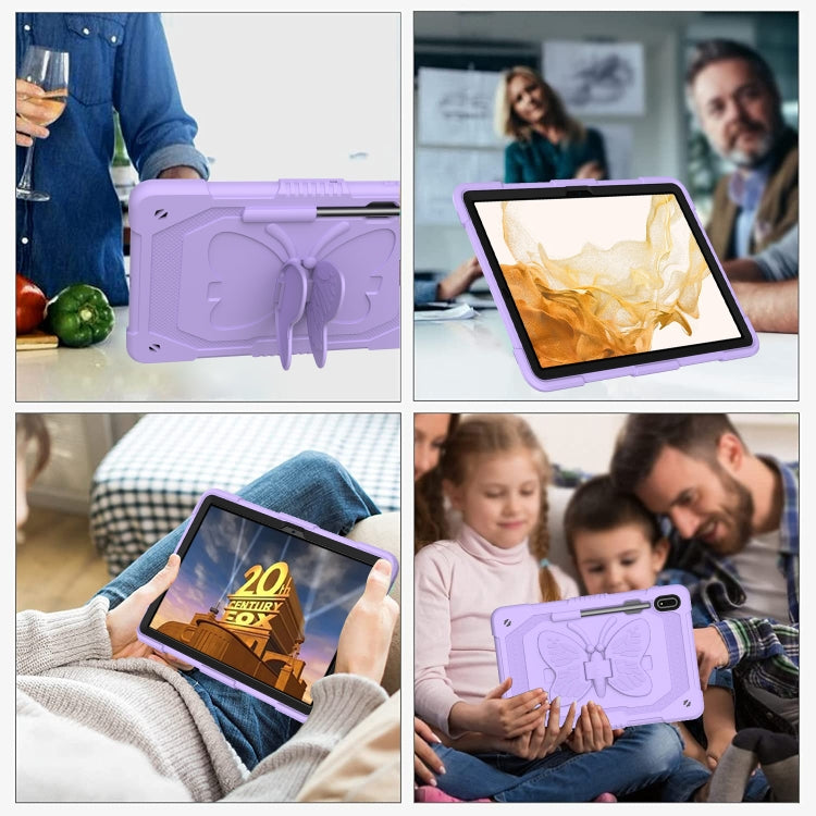 For Samsung Galaxy Tab S9+ Butterfly Kickstand Heavy Duty Hard Rugged Tablet Case(Raro Purple)