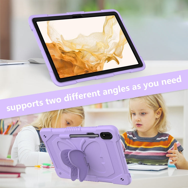 For Samsung Galaxy Tab S9+ Butterfly Kickstand Heavy Duty Hard Rugged Tablet Case(Raro Purple)