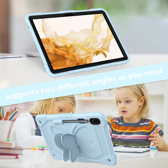 For Samsung Galaxy Tab S9+ Butterfly Kickstand Heavy Duty Hard Rugged Tablet Case(Ice Blue)
