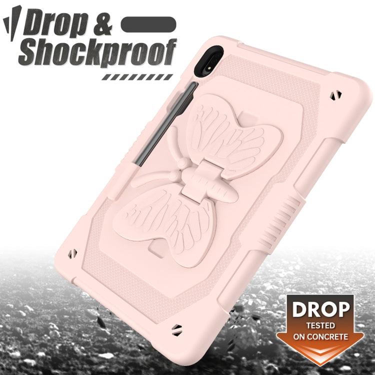 For Samsung Galaxy Tab S9+ Butterfly Kickstand Heavy Duty Hard Rugged Tablet Case(Rose Pink)