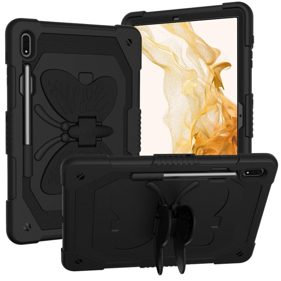 For Samsung Galaxy Tab S9+ Butterfly Kickstand Heavy Duty Hard Rugged Tablet Case(Black)