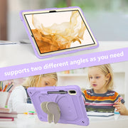 For Samsung Galaxy Tab S9+ Butterfly Kickstand Heavy Duty Hard Rugged Tablet Case(Beige+Raro Purple)