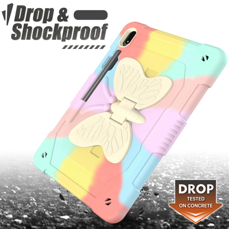 For Samsung Galaxy Tab S9+ Butterfly Kickstand Heavy Duty Hard Rugged Tablet Case(Colorful Rose Gold)