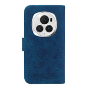 For Honor Magic6 Pro Butterfly Rose Embossed Leather Phone Case(Blue)
