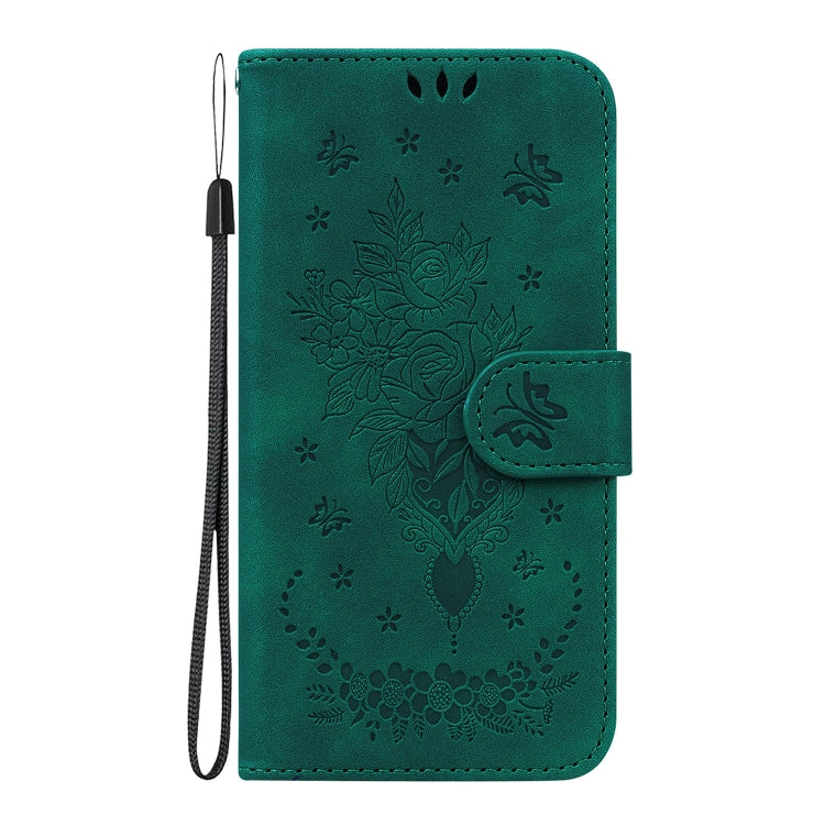 For Honor Magic6 Pro Butterfly Rose Embossed Leather Phone Case(Green)
