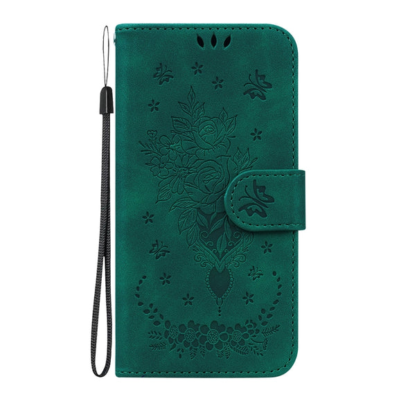 For Honor Magic6 Pro Butterfly Rose Embossed Leather Phone Case(Green)