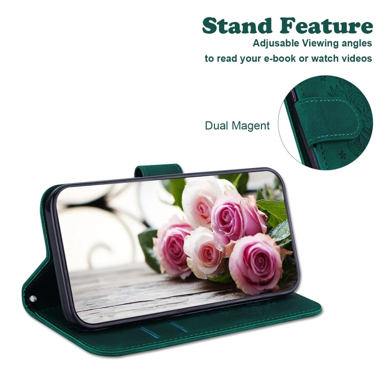 For Honor Magic6 Pro Butterfly Rose Embossed Leather Phone Case(Green)