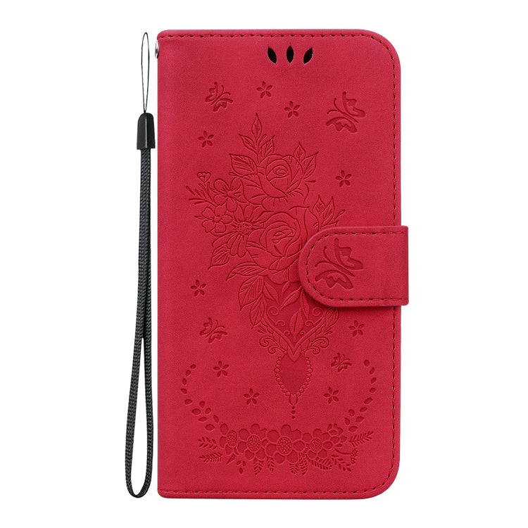 For Honor Magic6 Pro Butterfly Rose Embossed Leather Phone Case(Red)
