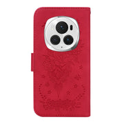 For Honor Magic6 Pro Butterfly Rose Embossed Leather Phone Case(Red)