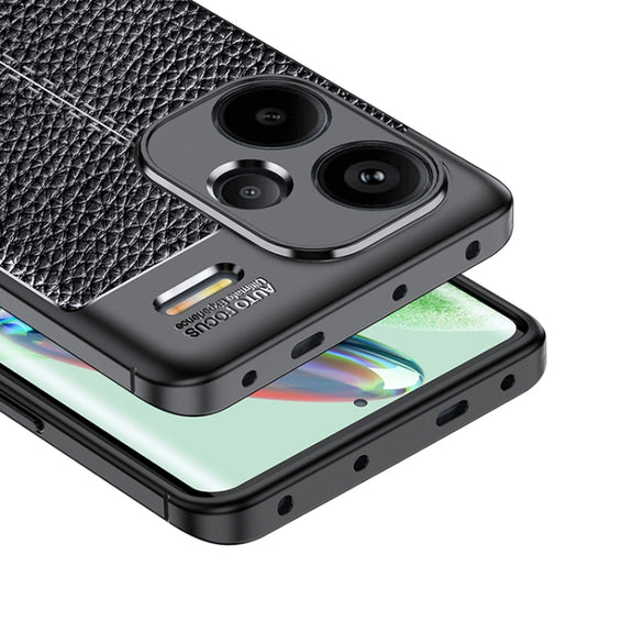 For Xiaomi Redmi Note 13 Pro+ Litchi Texture Shockproof TPU Phone Case(Black)
