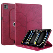 For iPad Pro 11 2024 Tree Life Embossed Rotation Leather Smart Tablet Case(Red)