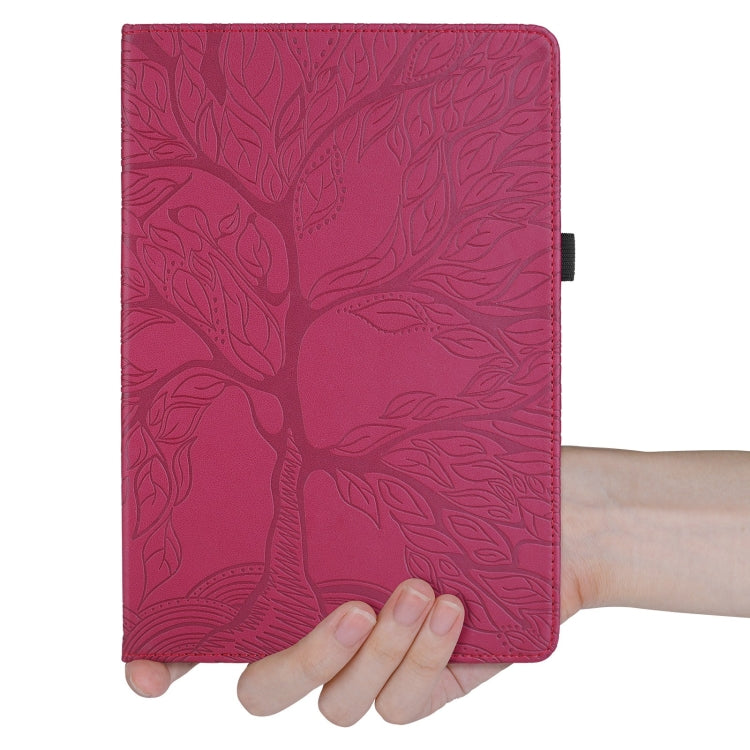 For iPad Pro 11 2024 Tree Life Embossed Rotation Leather Smart Tablet Case(Red)