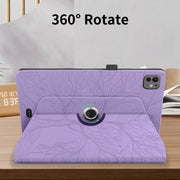 For iPad Pro 13 2024 Tree Life Embossed Rotation Leather Smart Tablet Case(Purple)
