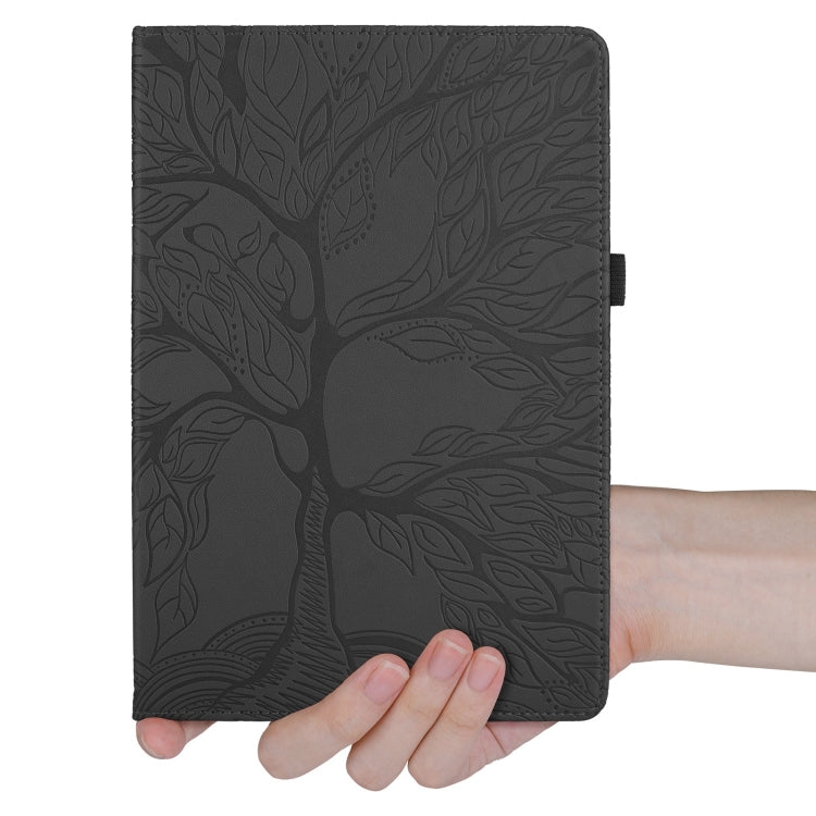 For iPad Pro 13 2024 Tree Life Embossed Rotation Leather Smart Tablet Case(Black)