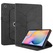 For Samsung Galaxy Tab S6 Lite P610 Tree Life Embossed Rotation Leather Smart Tablet Case(Black)