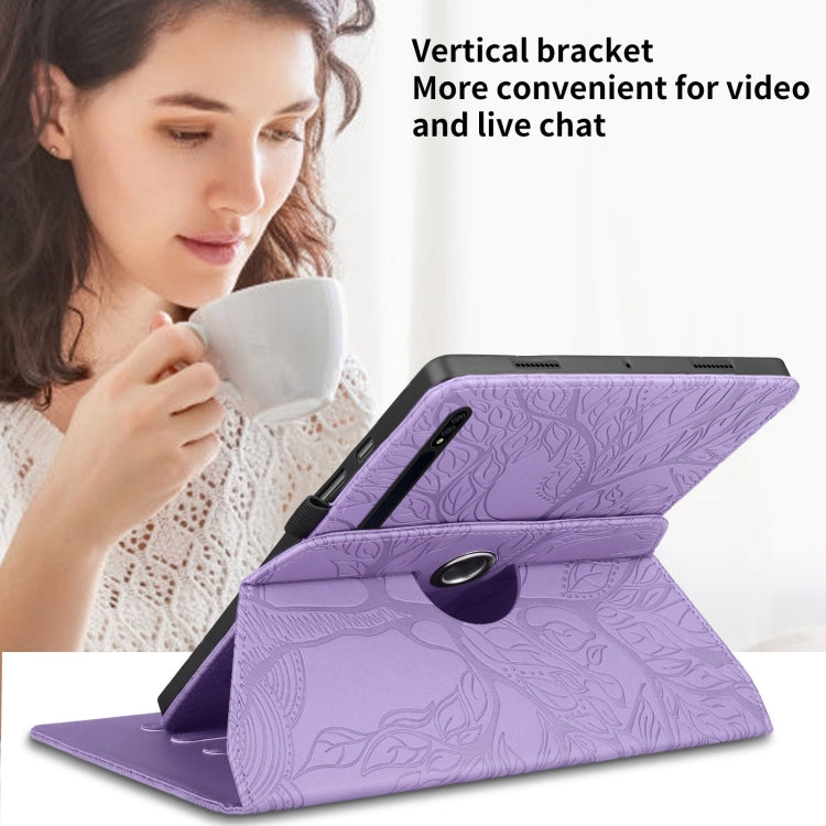 For Samsung Galaxy Tab S10+ / S9+ / S8+ Tree Life Embossed Rotation Leather Tablet Case(Purple)